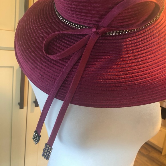 MR.SONG MILLINERY Gorgeous MAROON/WINE colored. It is not red. So amazing NWT - Picture 3 of 10